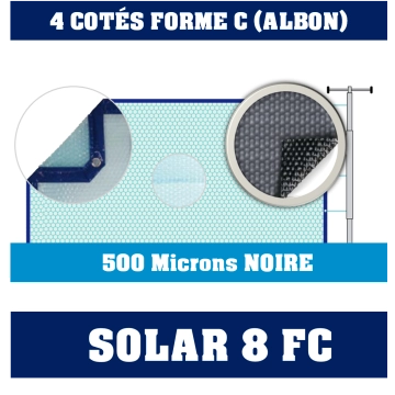 Bâche 4 côtés bordée noire 500 microns SOLAR-8